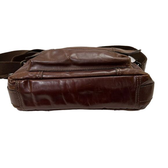 Vintage Fossil Distressed Aged Brown Leather Briefcase Messenger Bag - Picture 10 of 16